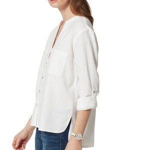 NWT Anne Klein Cammie White Linen Blouse